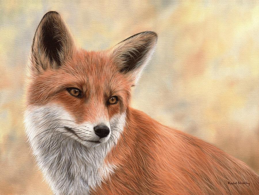 900x678 Red Fox Painting Painting By Rachel Stribbling - Painting Fox