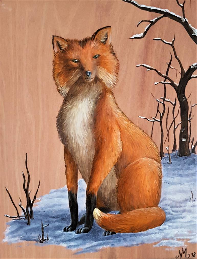 770x1012 Saatchi Art Woodland Life Fox Painting By Noortje Merks - Painting Fox