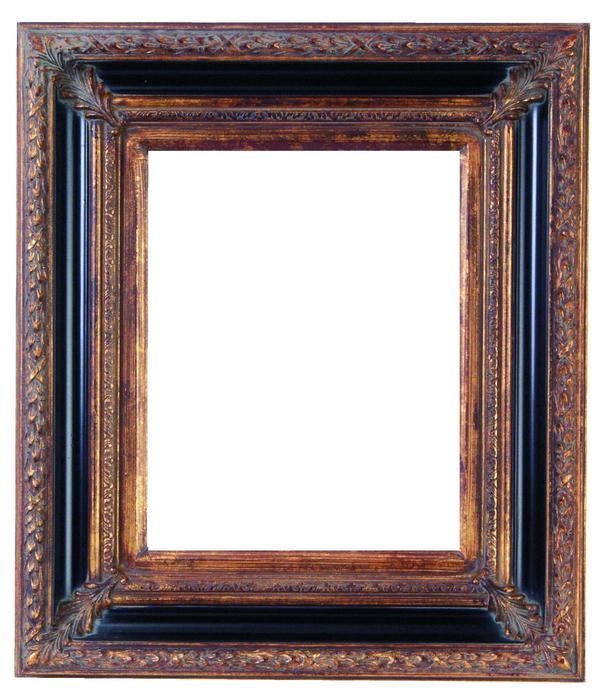 608x700 Amario Scoop Design Black And Gold Frame - Painting Frames