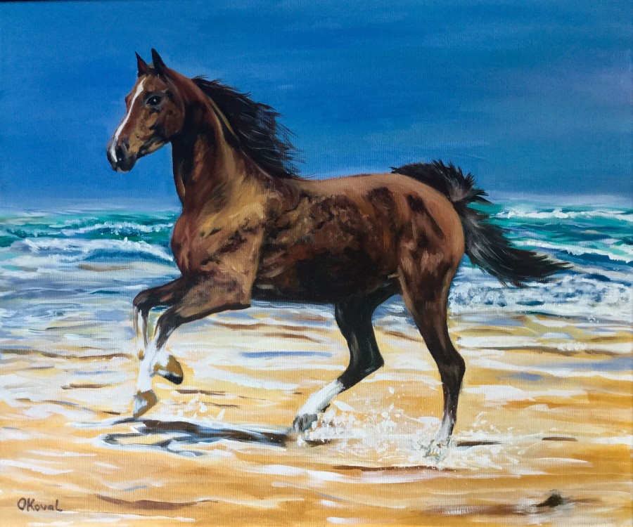 900x750 Freedom. Horse On The Seaside. Gallop. By Olga Koval - Painting Freedom Stallion