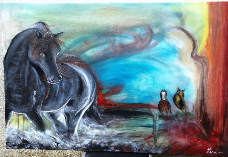 770x532 Saatchi Art Freedom Painting By Mauricio Parra - Painting Freedom Stallion