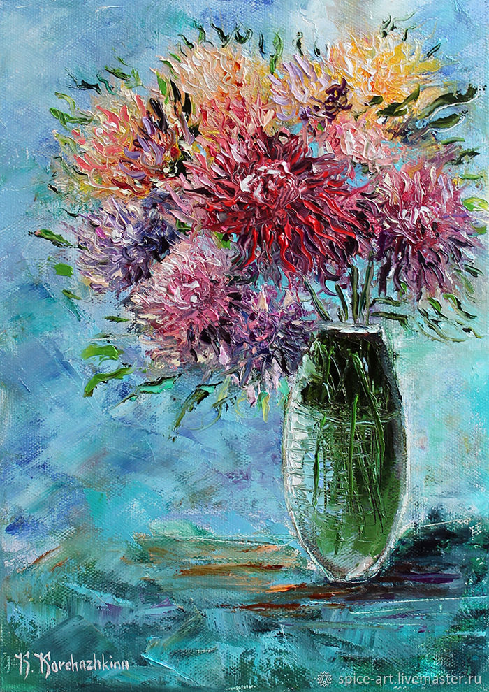 700x990 Oil Painting Asters. Written From Nature - Painting From Nature
