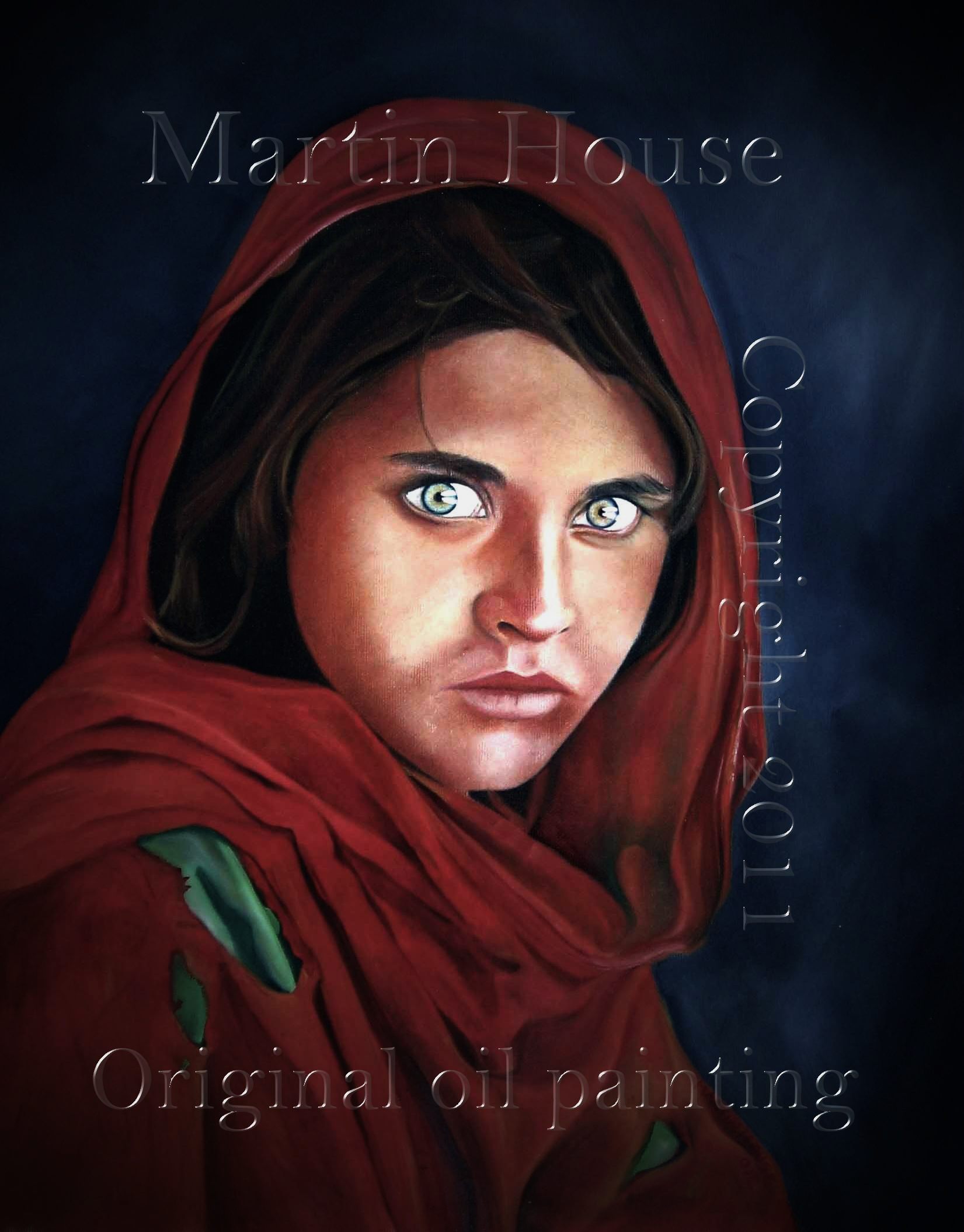 1651x2110 Martin House Sharbat Gula Afghan Refugee Original Oil Painting - Painting From Photos Copyright