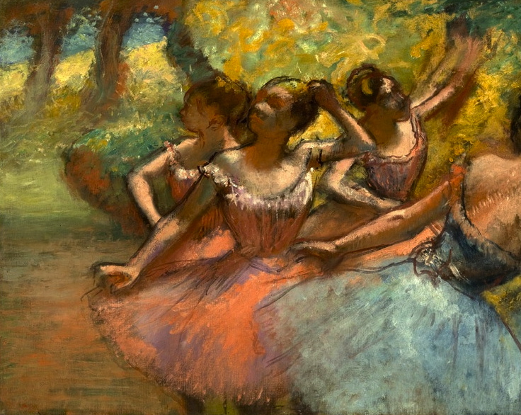 736x586 4 Ballerinas Painting By Degas 1885 1890 Public Domain Image In Us - Painting From Photos Copyright