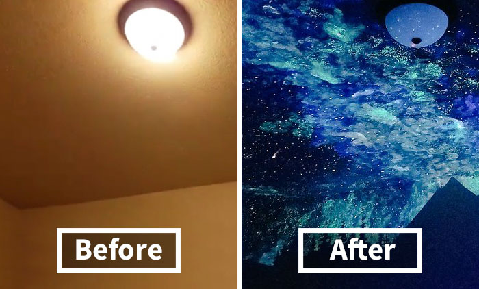 700x422 Woman Creates Glow In The Dark Galaxy Painting For Boy Who Couldn - Painting Galaxy On Wall