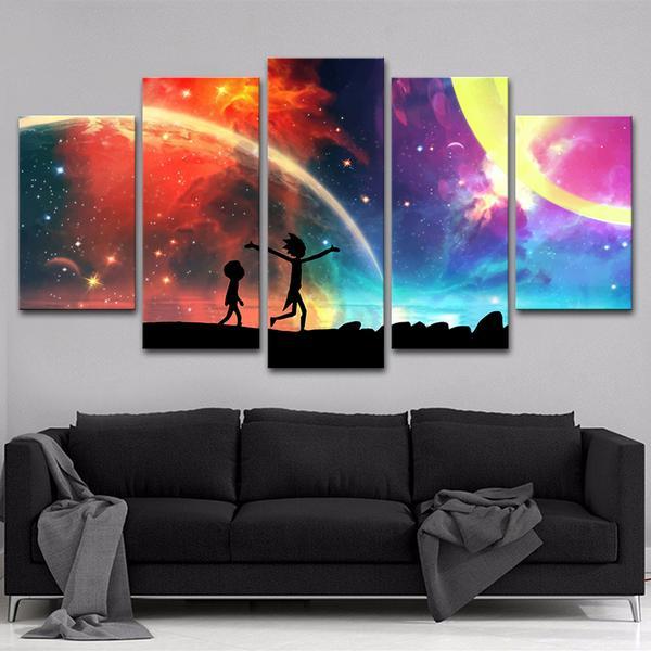 600x600 5 Panels Canvas Painting Galaxy Wall Art Painting - Painting Galaxy On Wall