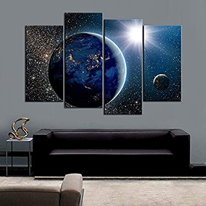 425x425 Dvq Art Framed Canvas Painting Large Abstract - Painting Galaxy On Wall