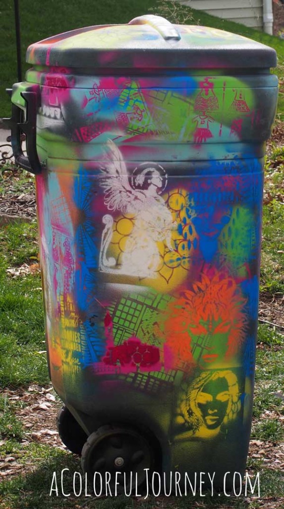 573x1024 Trashy Graffiti Stenciling, Trash Can That Is! - Painting Garbage Cans