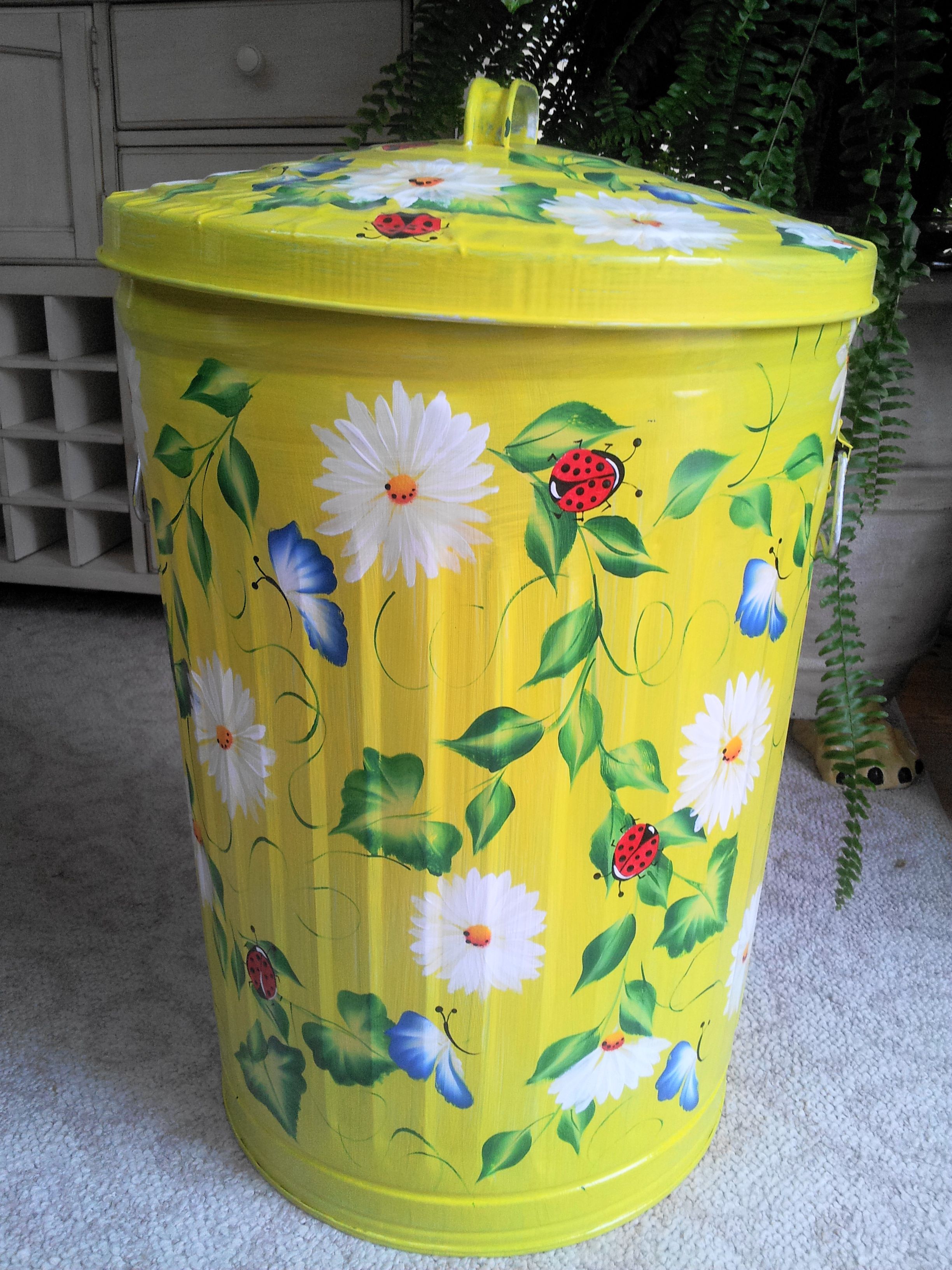2448x3264 Hand Painted Trash Cans Cute Idea For Storing Small Garden Tools - Painting Garbage Cans
