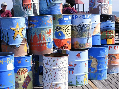 500x375 Painted Trash Cans Coney Island Boardwalk Trashcans Painted Large - Painting Garbage Cans