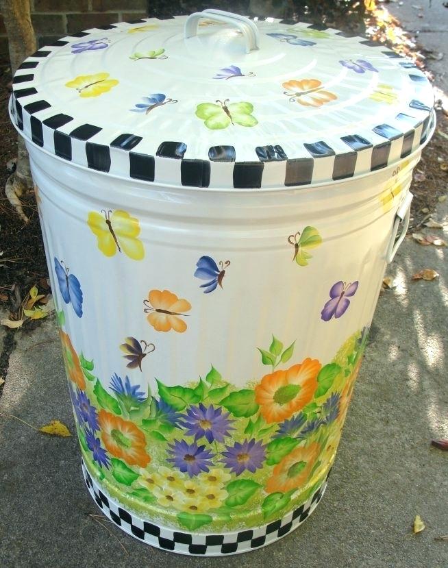 654x829 Painted Trash Cans Small Size Of Painted Outdoor Garbage Cans Hand - Painting Garbage Cans
