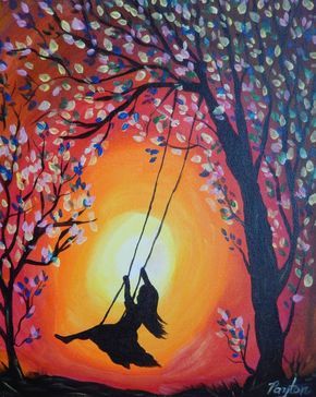 290x364 Girl On A Swing - Painting Girl On Swing