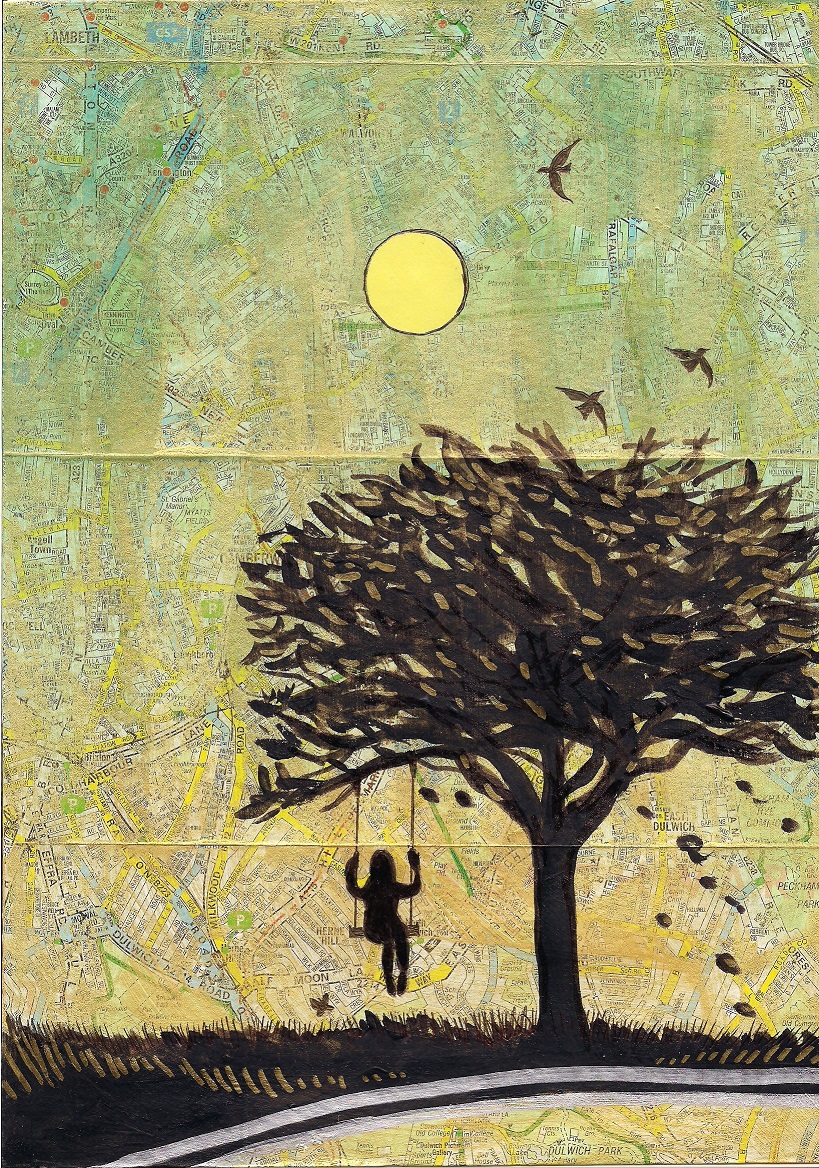 819x1168 Girl On A Swing The Original Online Art Gallery - Painting Girl On Swing