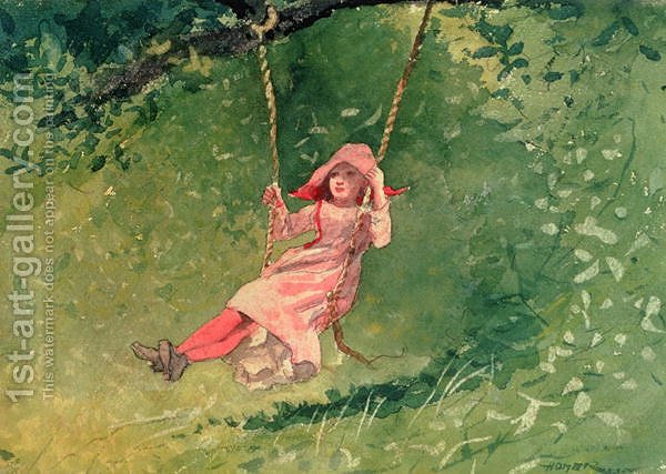 600x427 Girl On A Swing 2 Winslow Homer Reproduction 1st Art Gallery - Painting Girl On Swing