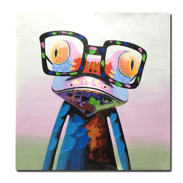 640x640 No Frame) Hand Painted Oil Painting Modern Abstract Cartoon Animal - Painting Glasses Frames
