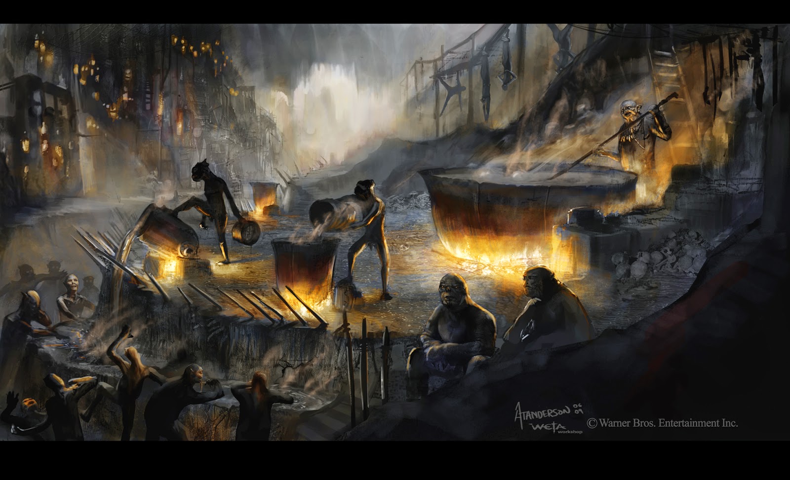 1600x973 The Hobbit An Unexpected Journey Painting Goblin Town Feeding Hub - Painting Goblin