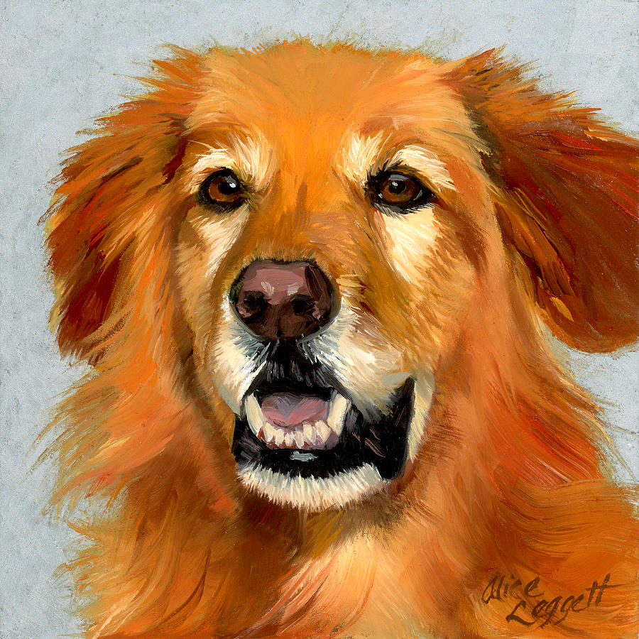 900x900 Golden Retriever Dog Painting By Alice Leggett - Painting Golden Retrievers
