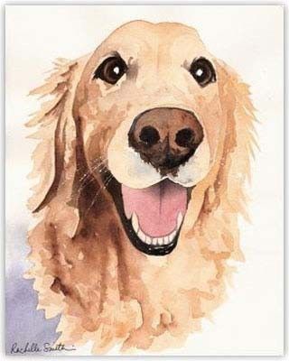 320x400 Golden Retriever Water Color Paintings - Painting Golden Retrievers