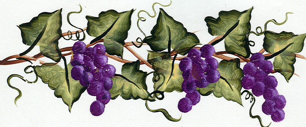 1026x427 Painted Glassware Designs - Painting Grape Leaves