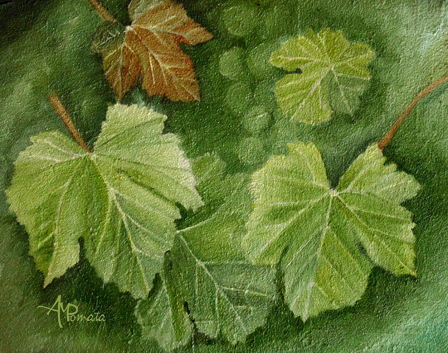 900x710 Vine Leaves Painting By Angeles M Pomata - Painting Grape Leaves