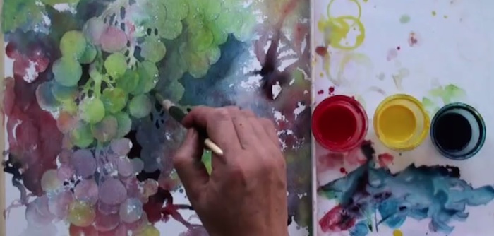 700x334 How To Paint Techniques In Watercolor - Painting Grapes In Watercolor