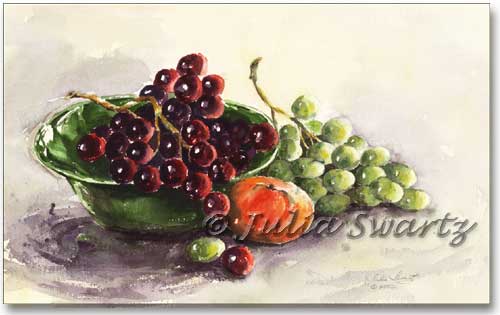 500x315 Julia Swartz Fine Art Gallery Grapes - Painting Grapes In Watercolor
