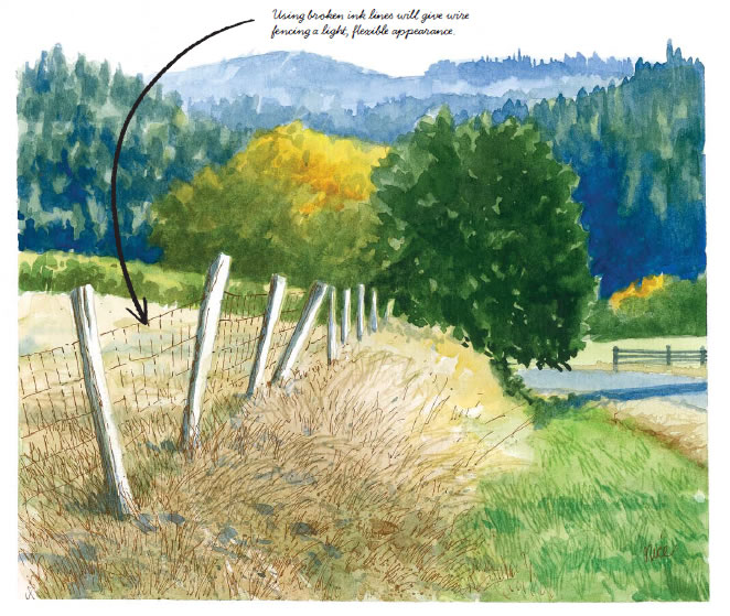 662x559 How To Paint With Pen, Ink And Watercolour - Painting Grass In Watercolor