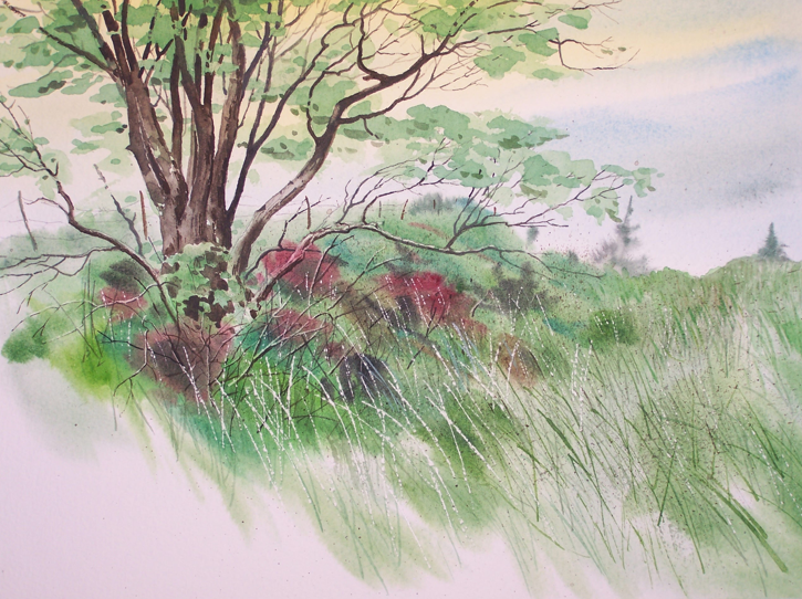 725x542 Gallery Painting Grass In Watercolor Landscapes, - Painting Grass In Watercolor