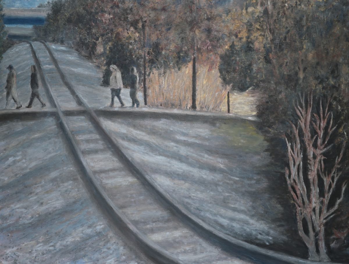 1200x910 Painting Train Tracks And Gravel Art For Sale Original - Painting Gravel