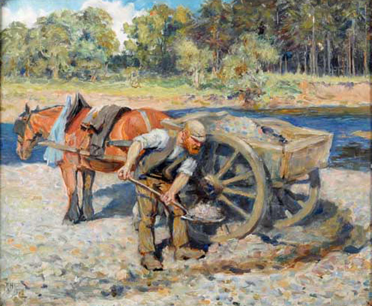 731x600 Ralph Hedley. Northumbrian Artists. Cullercoates School. Bewick - Painting Gravel