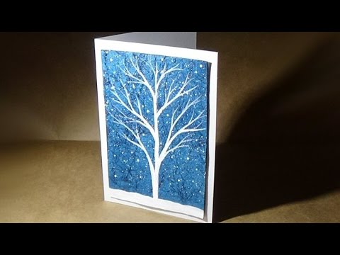 480x360 White Tree Acrylic Painting With Textured Background Make Your - Painting Greeting Cards