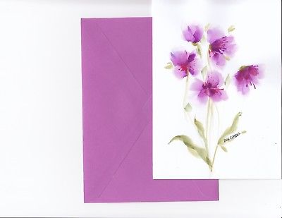 400x309 Hand Painted Watercolor Greeting Card Floral Design Original Art - Painting Greeting Cards In Watercolor