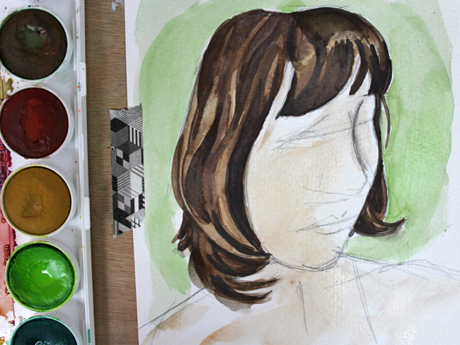 650x488 Learn How To Paint Watercolor Hair In 5 Easy Steps - Painting Hair