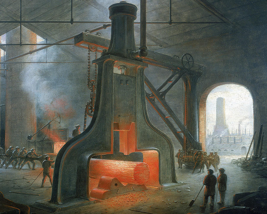 900x724 James Nasmyth's Steam Hammer Painting By James Nasmyth - Painting Hammer