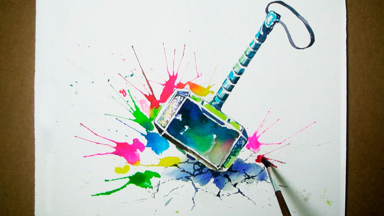 1280x720 Thor's Hammer Watercolor Painting - Painting Hammer