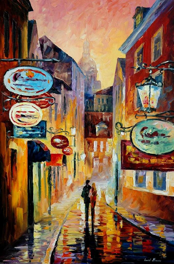677x1027 Happy Night Original Oil Painting On Canvas By Leonid Afremov - Painting Happy