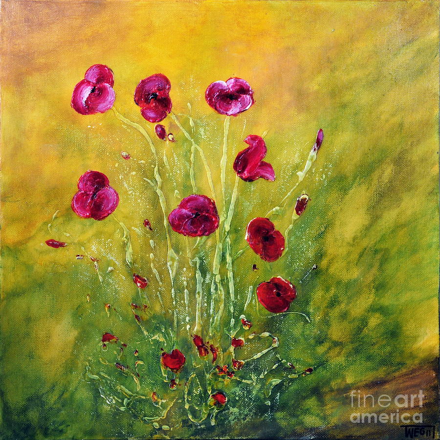 900x900 Happy Poppies Painting By Teresa Wegrzyn - Painting Happy