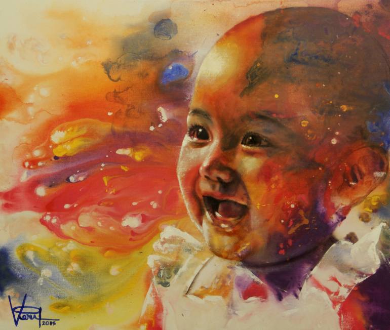 770x652 Saatchi Art Happy Baby Painting By Veri Apriyatno - Painting Happy