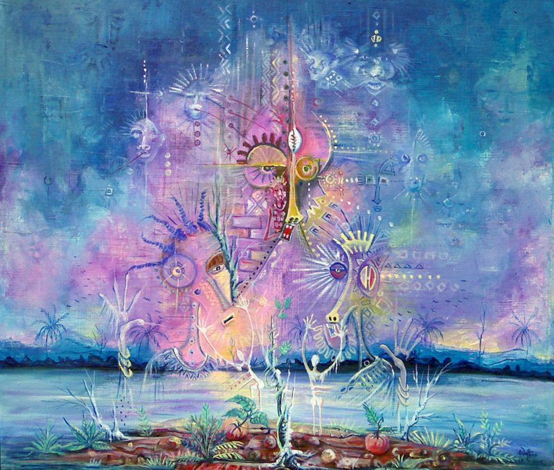 800x679 The Happy Family Art Cameroon Paintings - Painting Happy