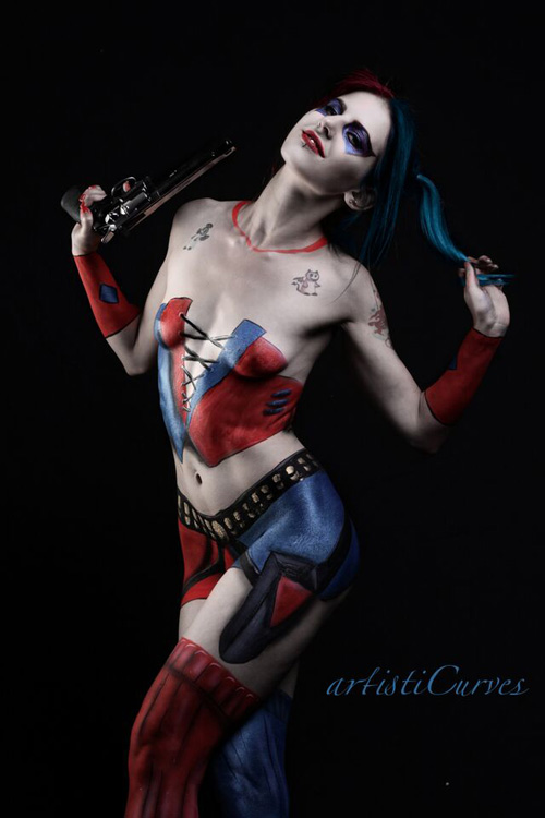 500x750 New 52 Suicide Squad Harley Quinn Body Paint - Painting Harley Quinn