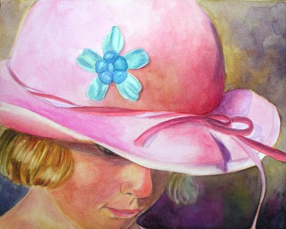 567x454 The Pink Hat Watercolor Amp Oil Paintings Of Roses And Flowers - Painting Hat
