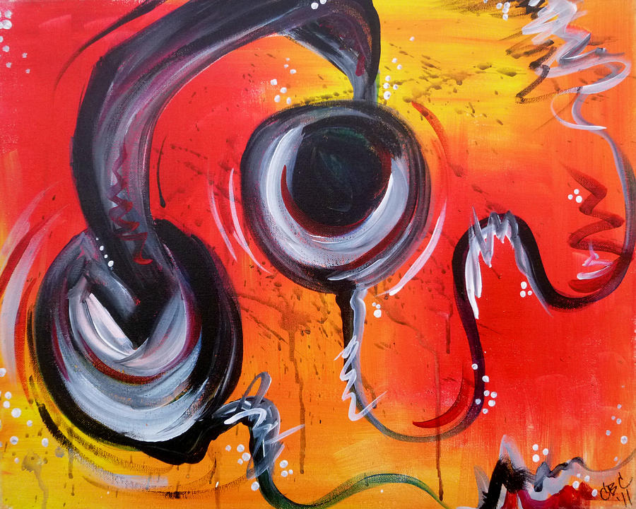 900x720 Funky Headphones Painting By Caylin Caruso - Painting Headphones