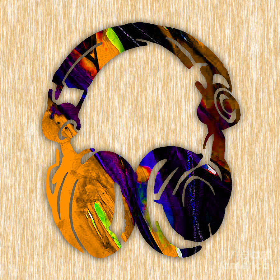 900x900 Headphones Painting Mixed Media By Marvin Blaine - Painting Headphones