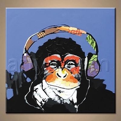 400x400 Modern Gorilla In Headphones Canvas Painting On Prints Home - Painting Headphones