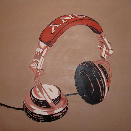 500x500 Ruth Freeman, Painting - Painting Headphones
