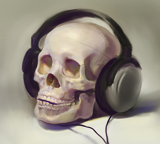 554x500 Skull Painting By Samarskiy - Painting Headphones