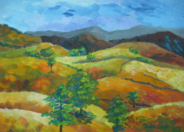 640x458 Julie Shen Artwork California Hills Original Painting Oil - Painting Hills