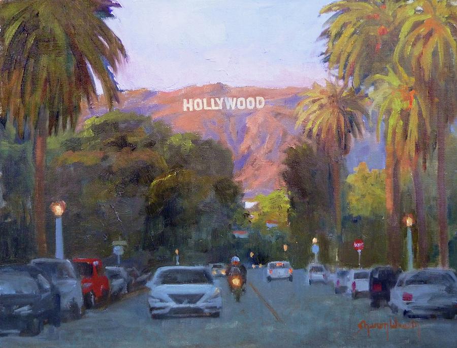 900x686 Hollywood Sunset Painting By Sharon Weaver - Painting Hollywood