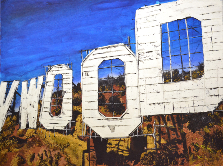 770x574 Juan Carlos Vizcarra Artwork Hollywood Sign 1972 Original - Painting Hollywood
