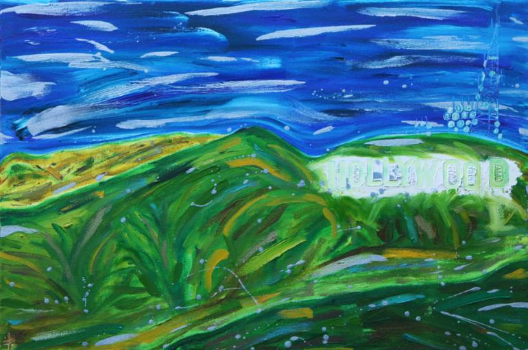 770x511 Saatchi Art Hollywood Sign Painting By Lea Petmezas - Painting Hollywood
